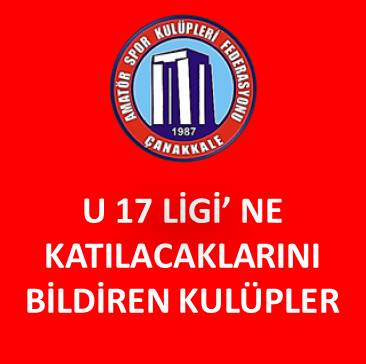 2024-2025 SEZONU U 17 LİGİ'NE KATILMAK İÇİN BİLDİRİMDE BULUNAN KULÜPLER