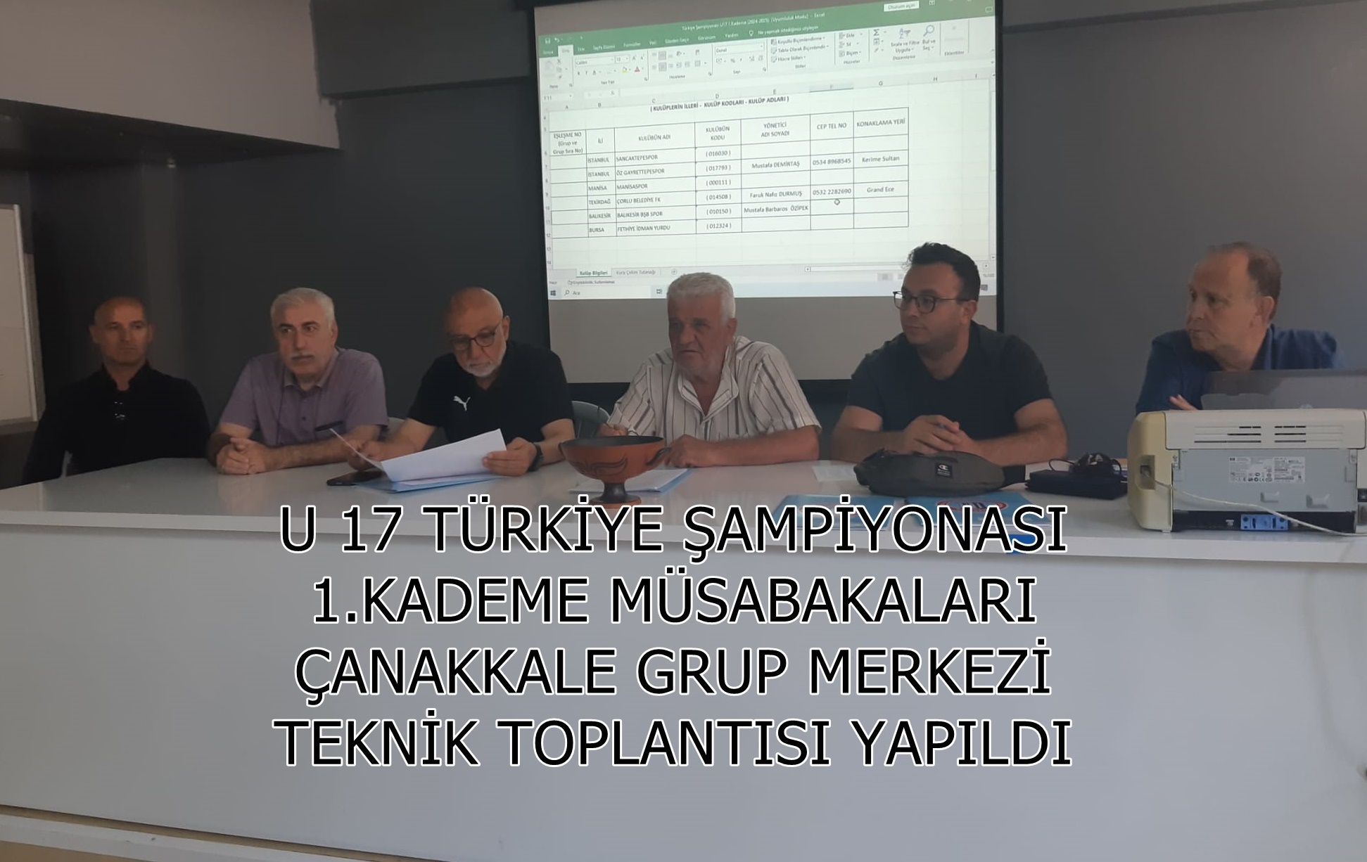 U 17 TÜRKİYE ŞAMPİYONASI 1.KADEME MÜSABAKALARI ÇANAKKALE GRUP MERKEZİ TOPLANTISI VE KURA ÇEKİMİ 