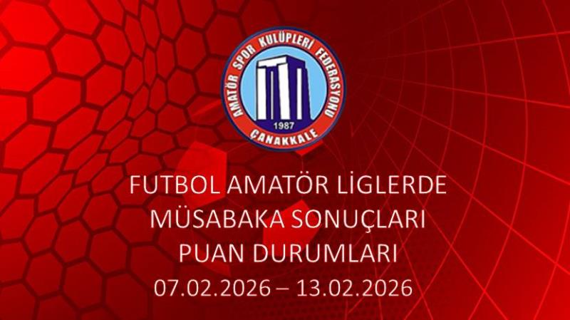FUTBOL AMATÖR LİGLERDE MÜSABAKA SONUÇLARI PUAN DURUMLARI / 07.02.2026 – 13.02.2026